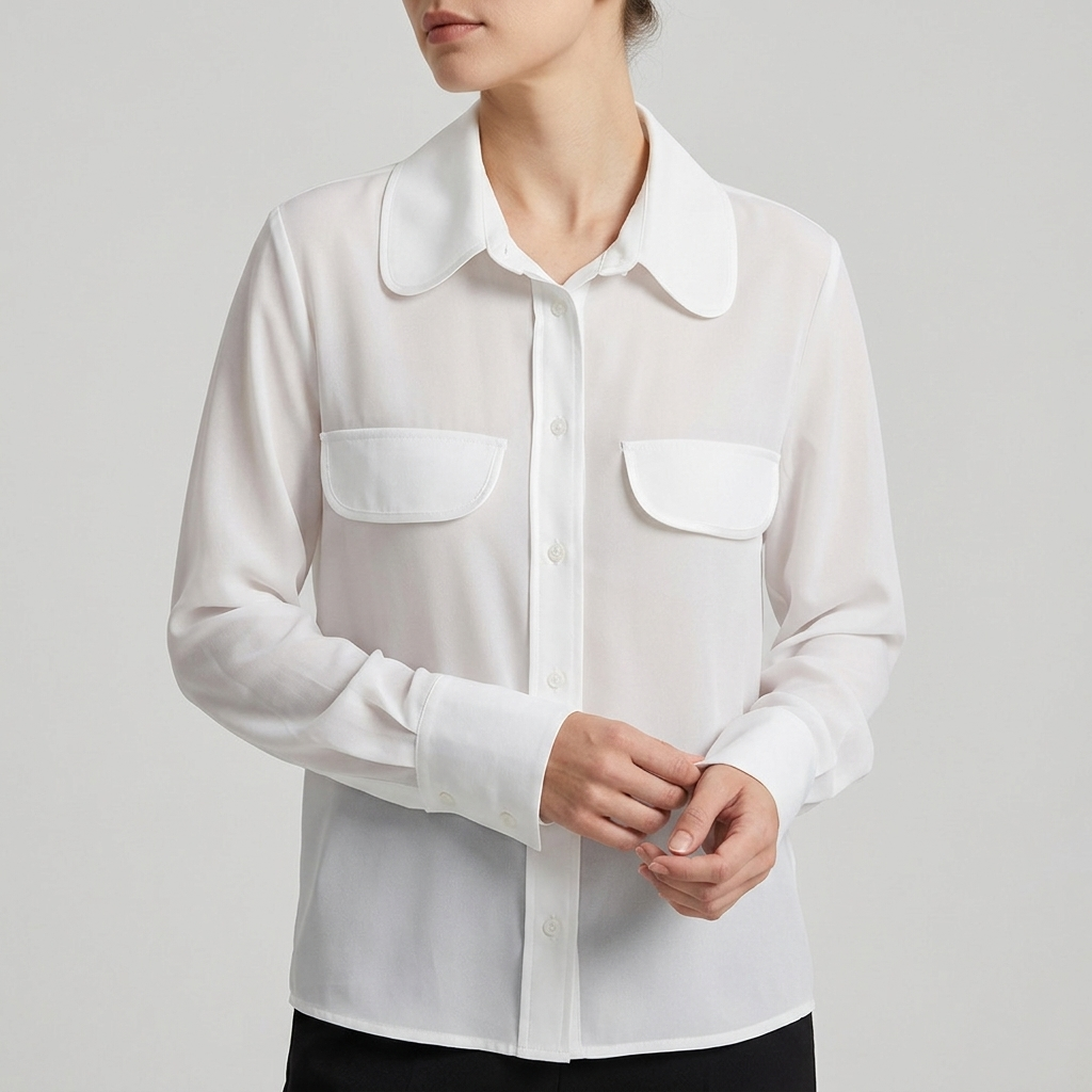 Camicia in chiffon con bordi in raso 1033 - MAYA