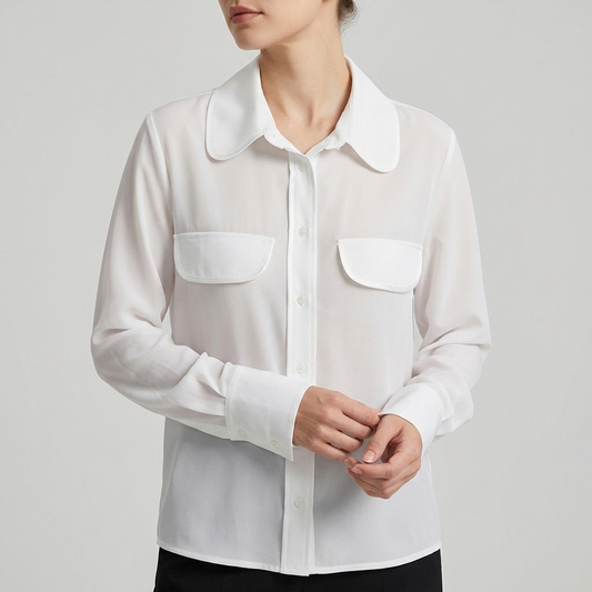 Camicia in chiffon con bordi in raso 1033 - MAYA