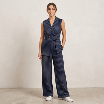 Tailleur smanicato doppio petto gessato 04160 - ELENA CASALI