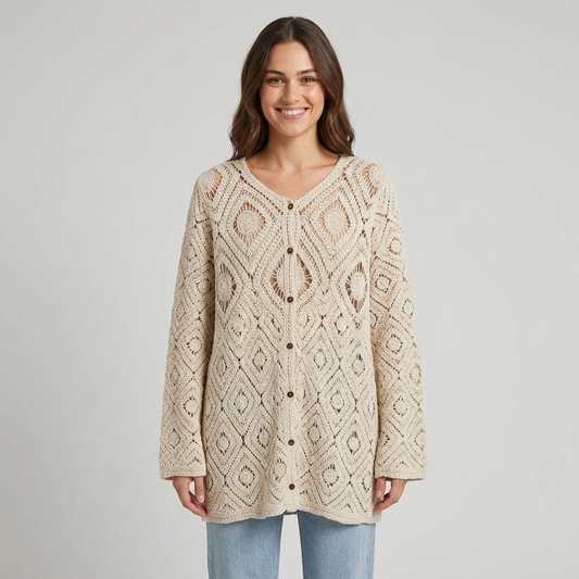 Cardigan lungo crochet 14D339 - EXTYN