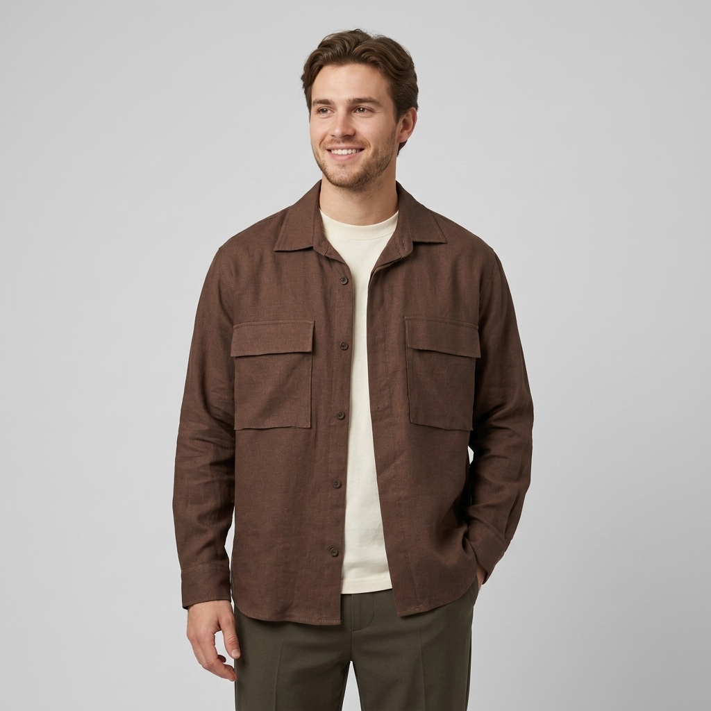 Camicia uomo modello overshirt in lino 856