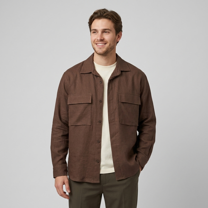 Camicia uomo modello overshirt in lino 856