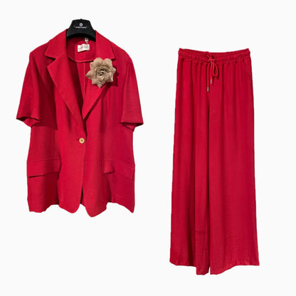 Tailleur donna in viscosa con giacca maniche corte 2669 - ELENA CASALI