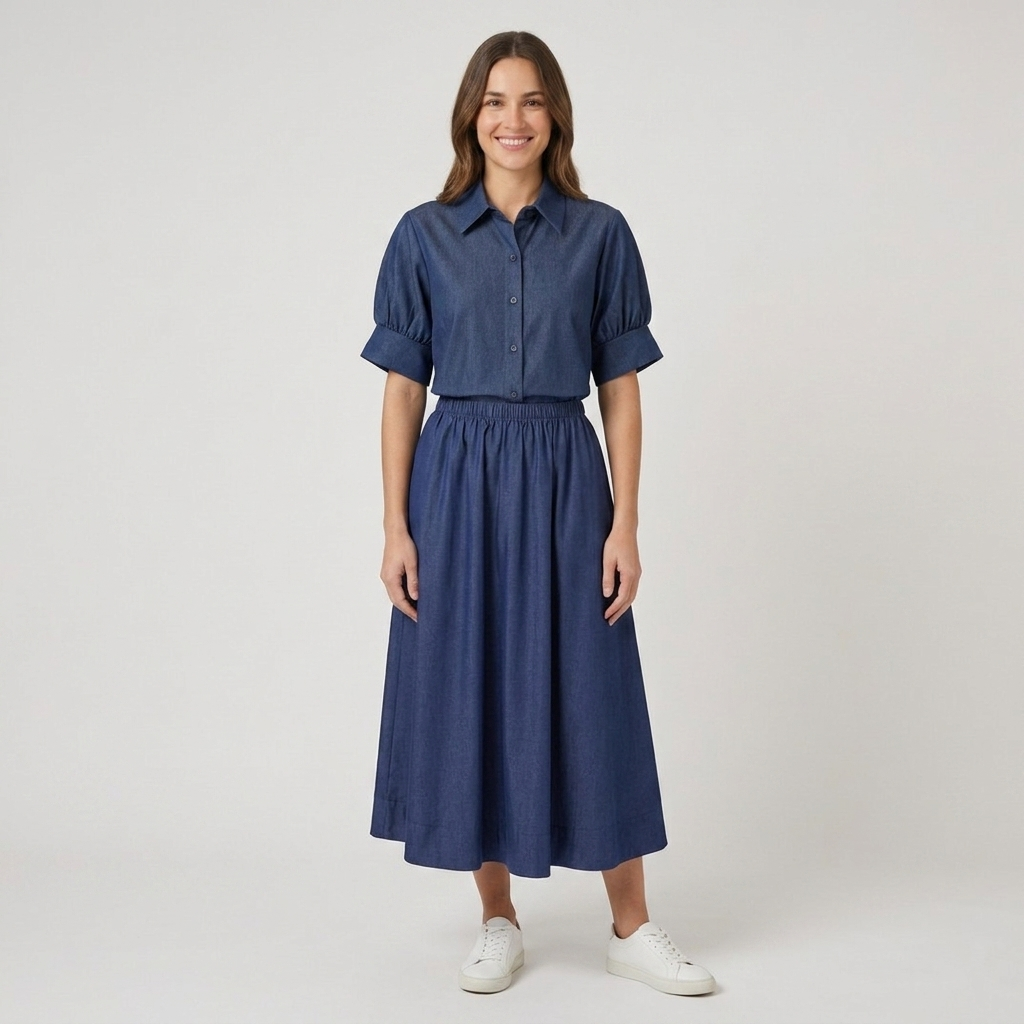 Gonna lunga denim chambray 01D186 - EXTYN