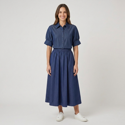 Gonna lunga denim chambray 01D186 - EXTYN