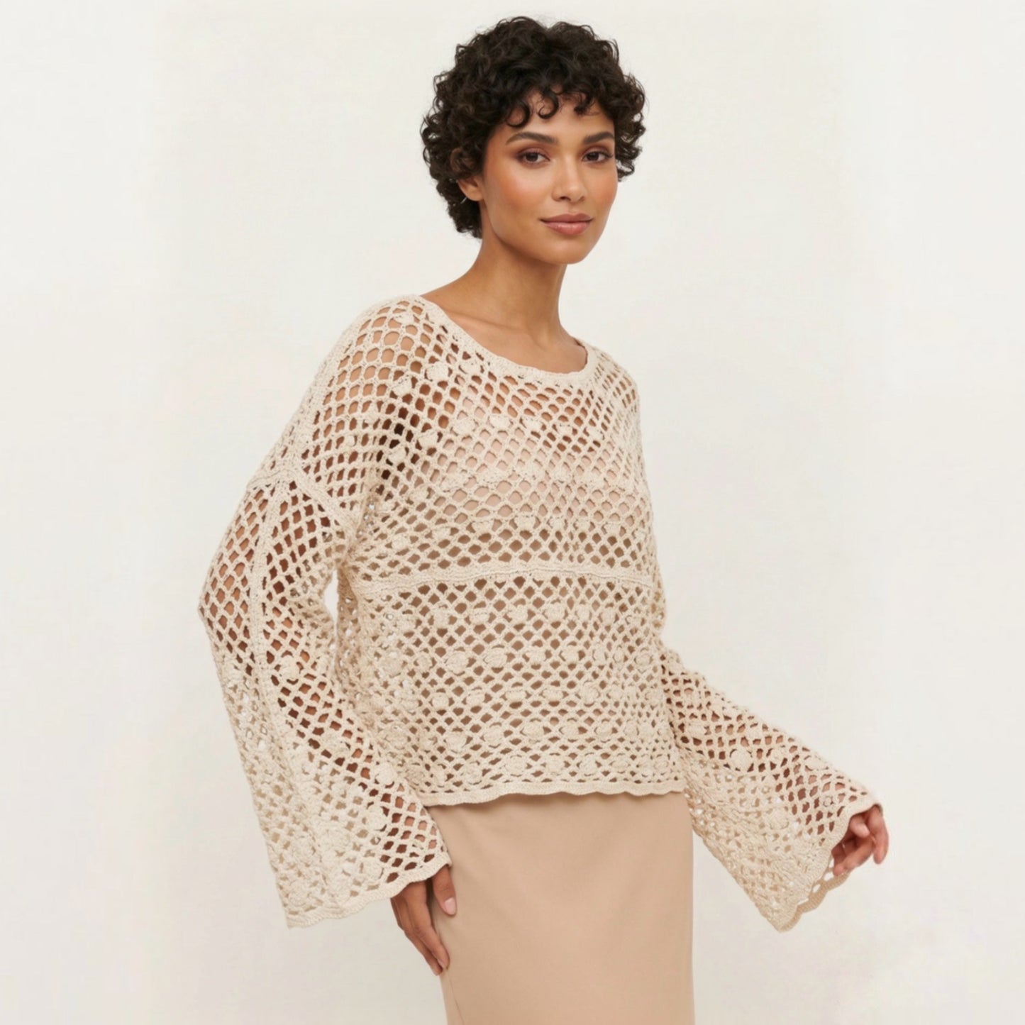 Maglia crochet maniche ampie 15D303 - EXTYN