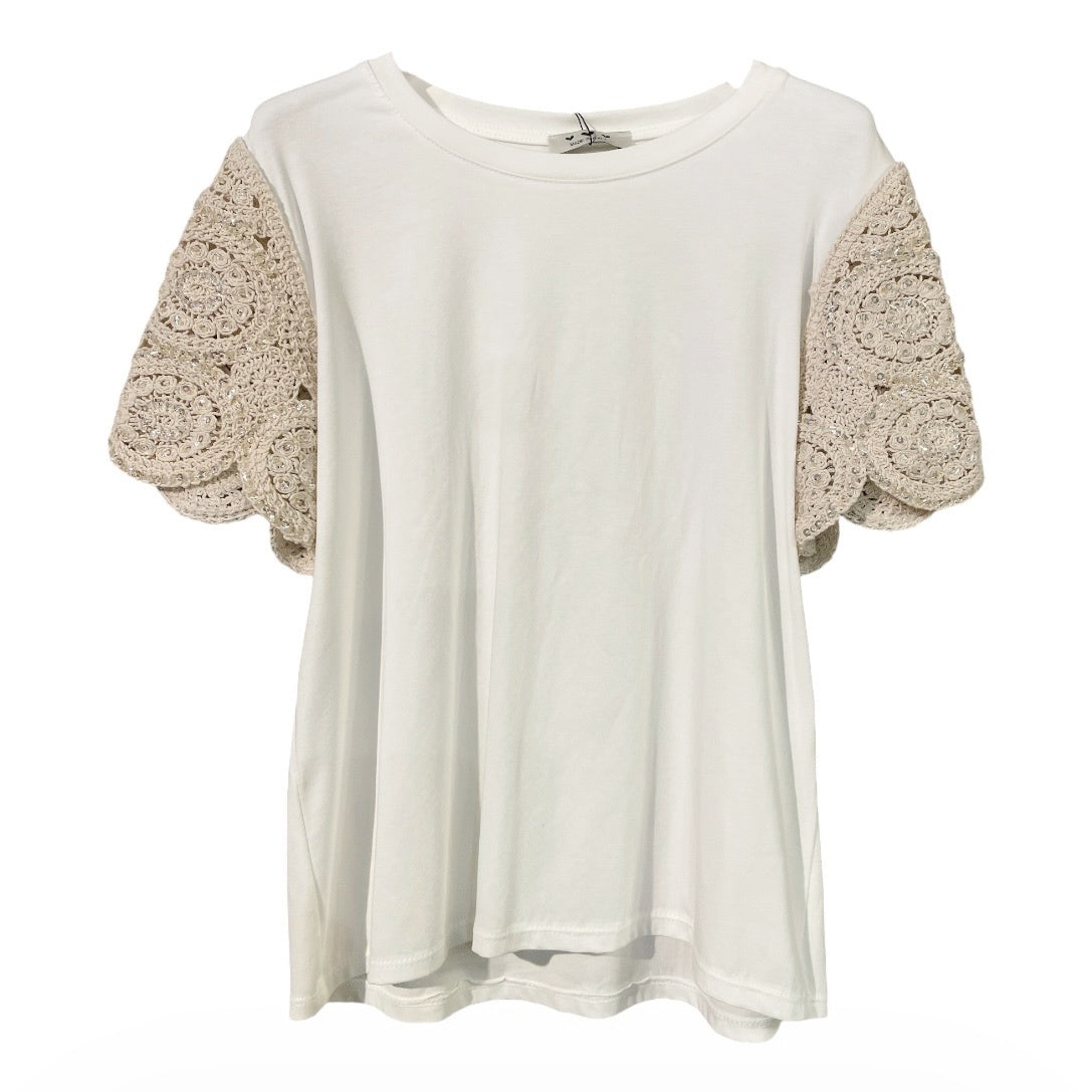 T-shirt maniche crochet con paillettes 180 - FRANZESE