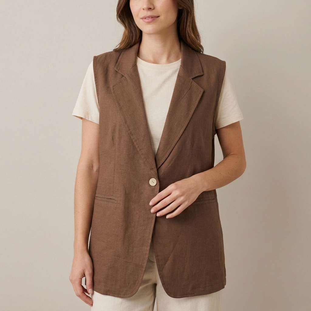 Gilet donna loose fit misto lino 05D287 - EXTYN