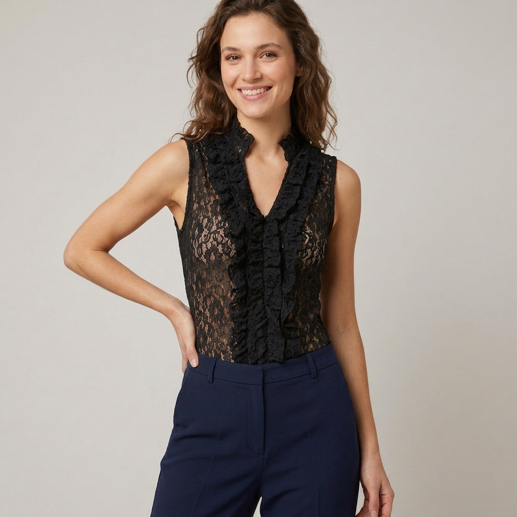 Top in pizzo con rouches 16D278 - EXTYN