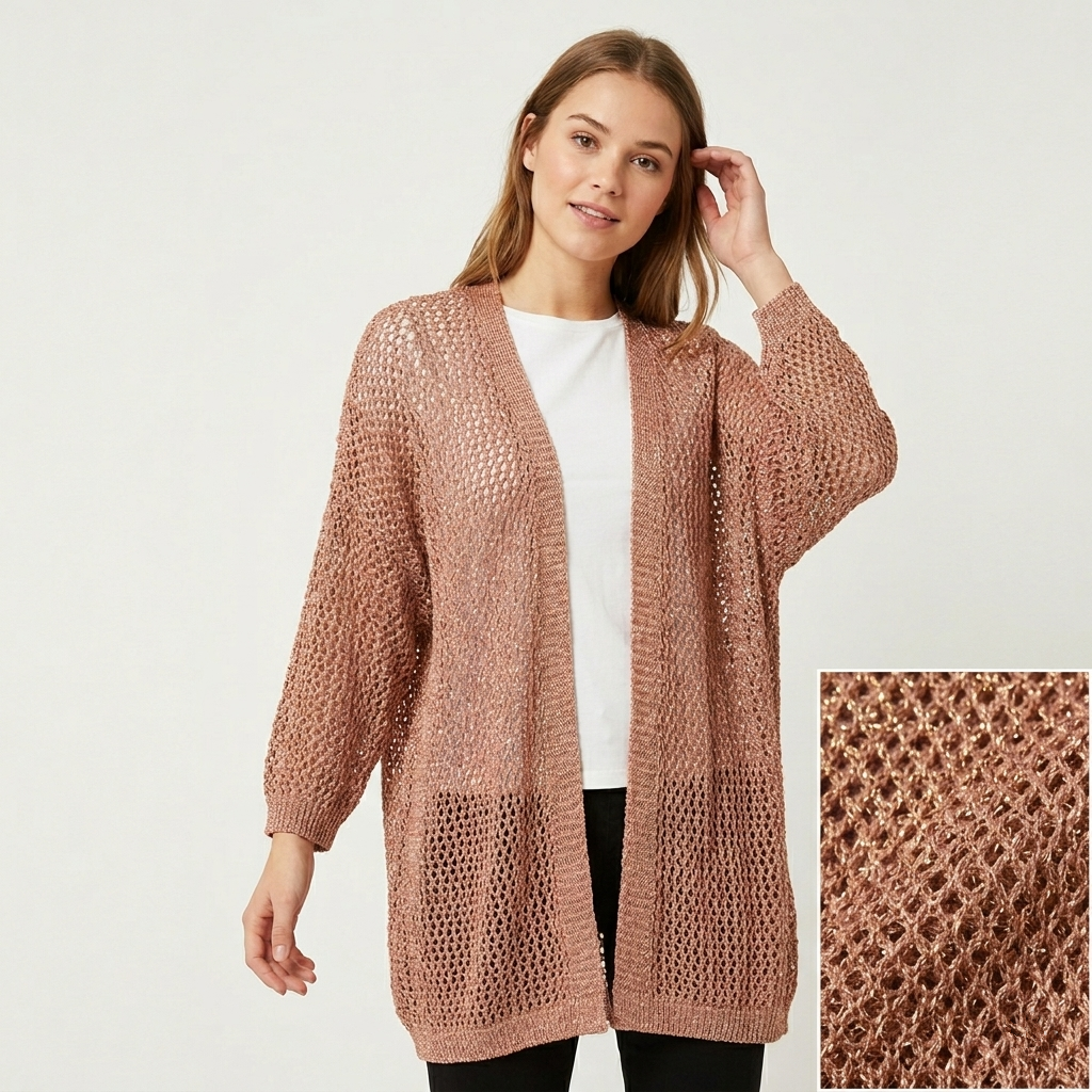 Cardigan in maglia con inserti lurex 21168 - FRANZESE
