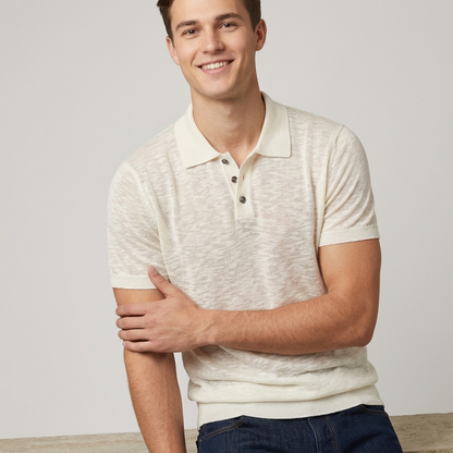 Polo uomo in cotone effetto fiammato MPL924 - GALERIE