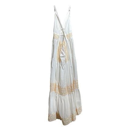 Vestito lungo con ricami oro 28275
