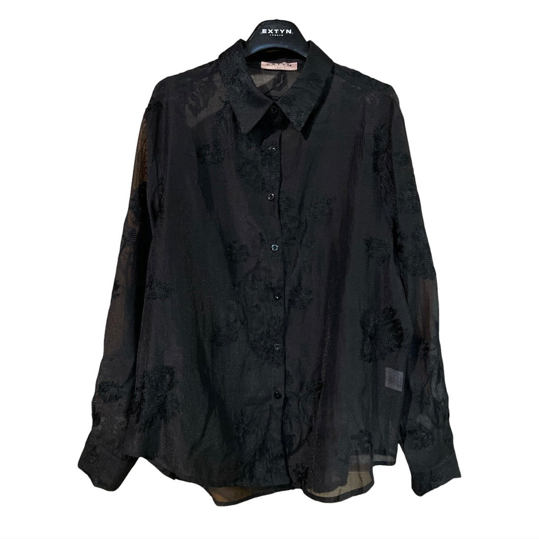 Camicia misto seta con ricami 28D351- EXTYN