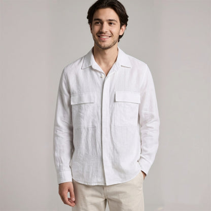 Camicia uomo modello overshirt in lino 856