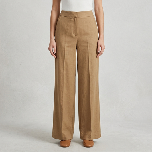 Pantalone donna palazzo tessuto lino/viscosa 04D225 - EXTYN
