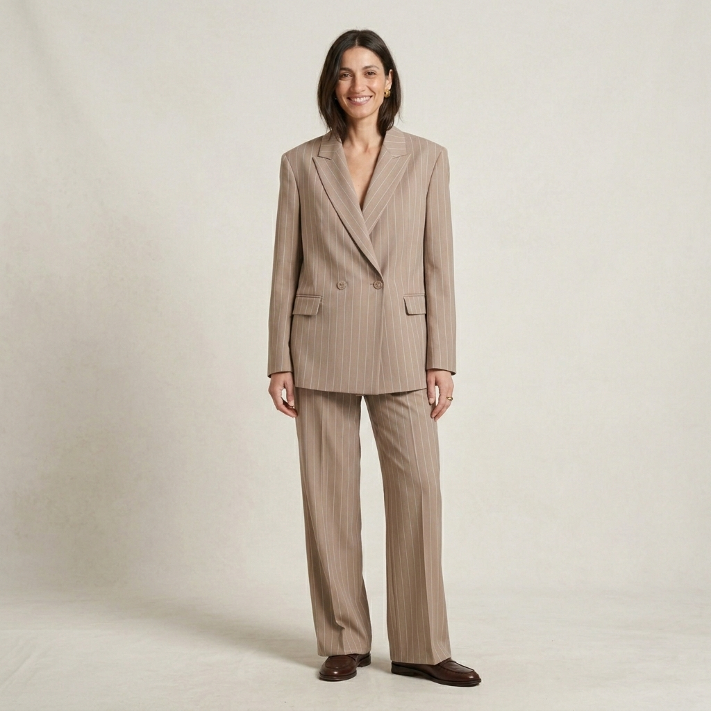 Giacca gessato doppio petto oversize 04103 - ELENA CASALI