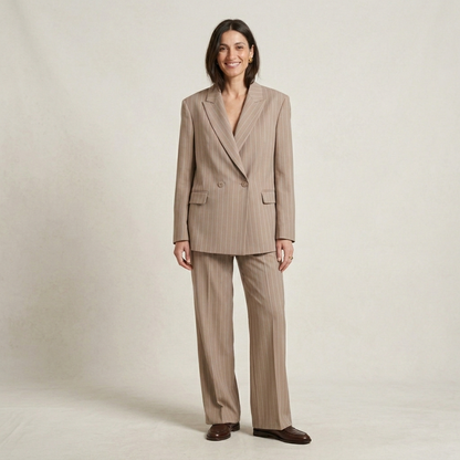 Giacca gessato doppio petto oversize 04103 - ELENA CASALI