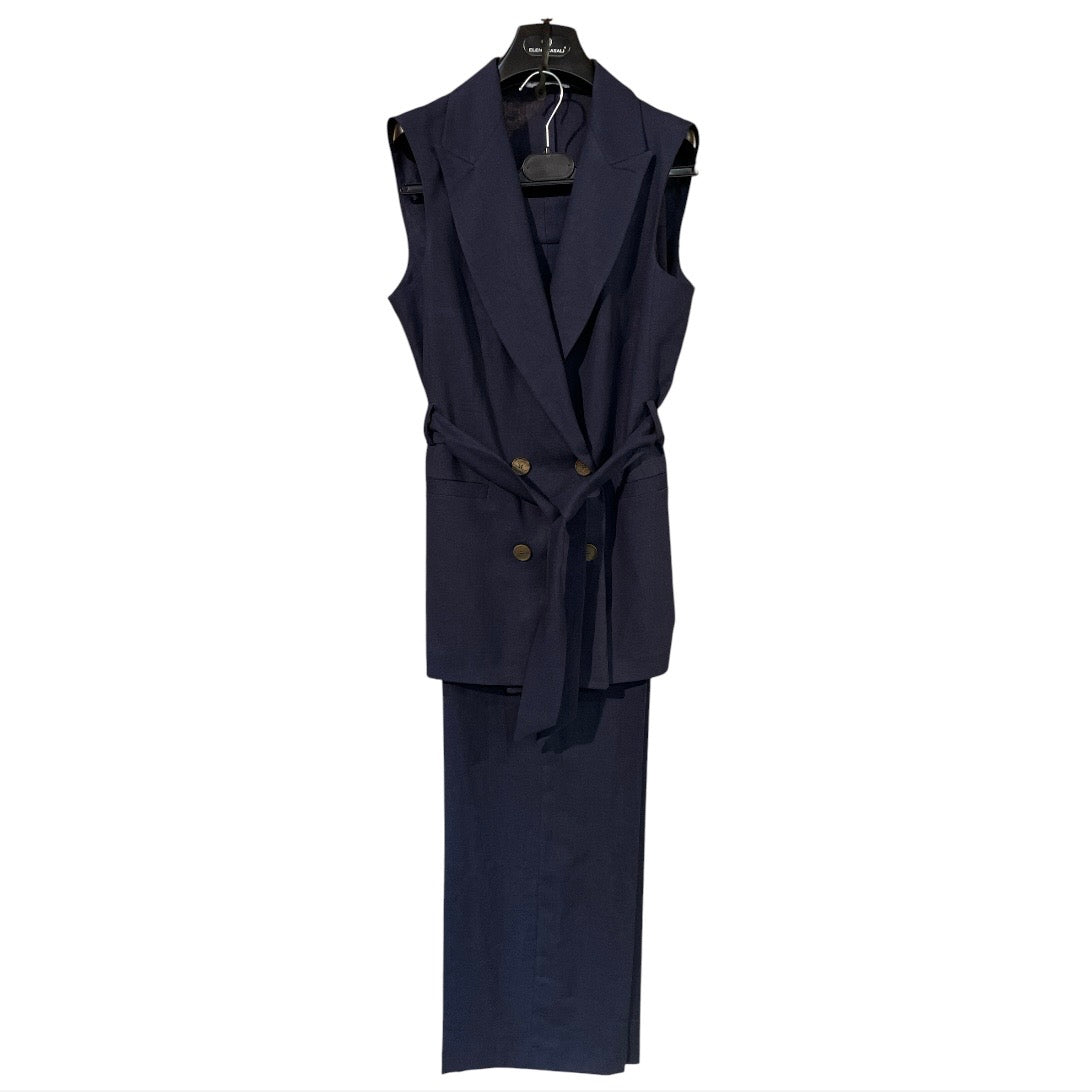 Tailleur smanicato doppio petto lino 41911 - ELENA CASALI