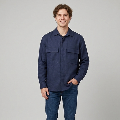 Camicia uomo modello overshirt in lino 856