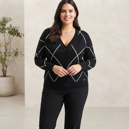 Cardigan donna motivo rombi CM391 - CAROLA MARIA