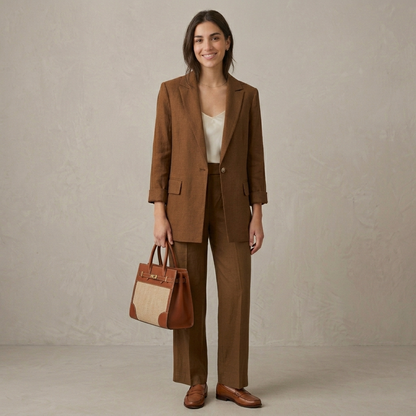 Pantalone donna palazzo tessuto lino/viscosa 04D225 - EXTYN