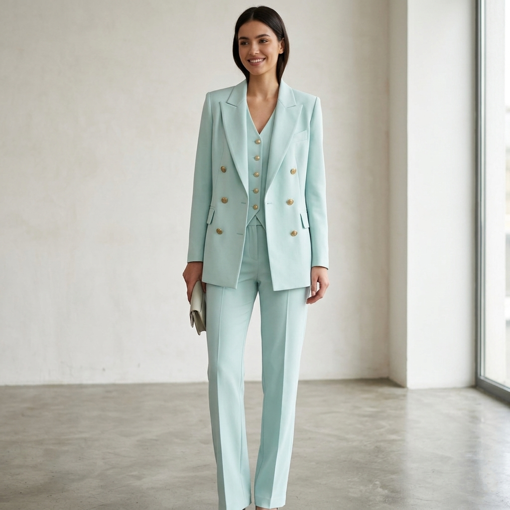 Tailleur donna tre pezzi bottoni dorati U14605 - ELENA CASALI