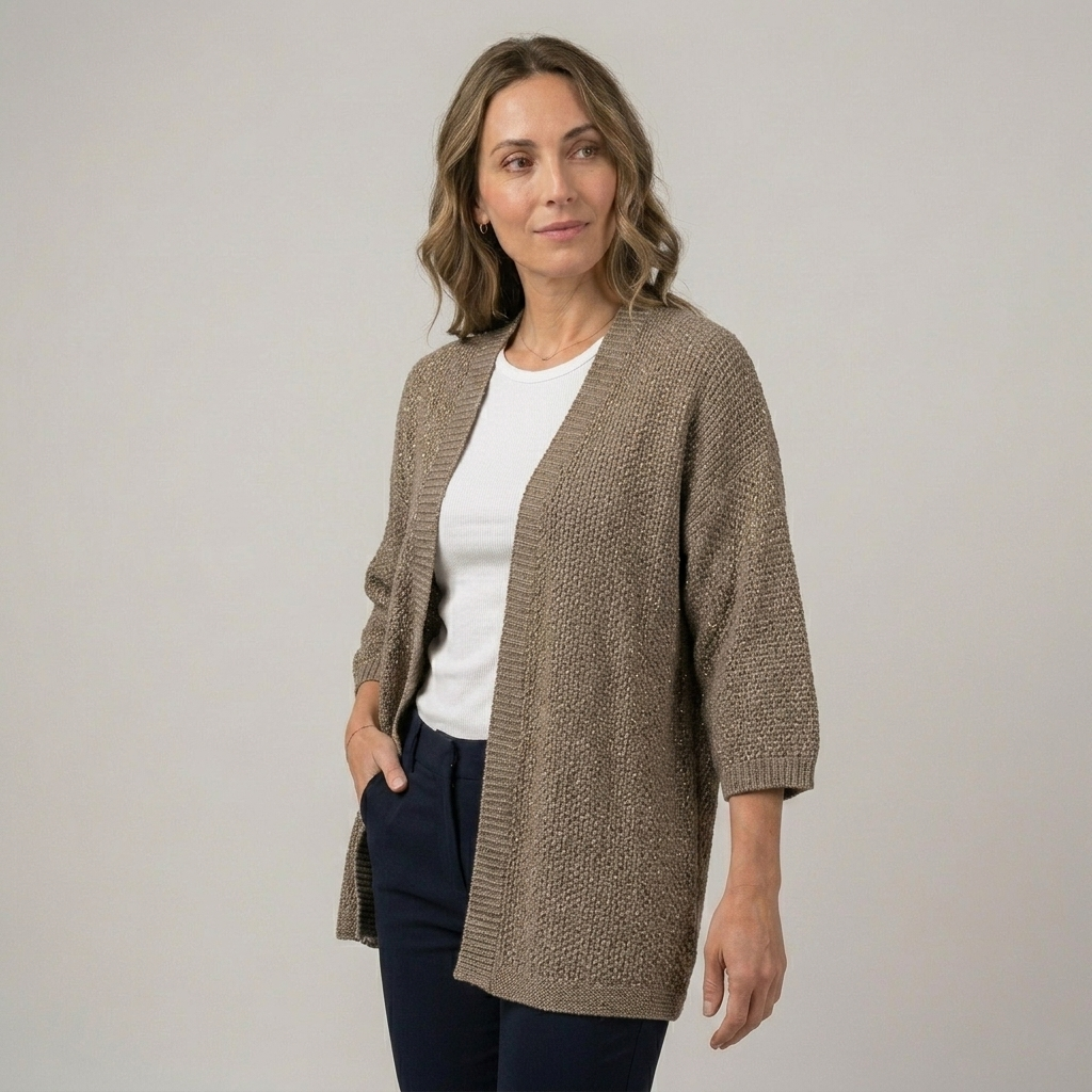 Cardigan in maglia lavorata con lurex 1677L - FRANZESE
