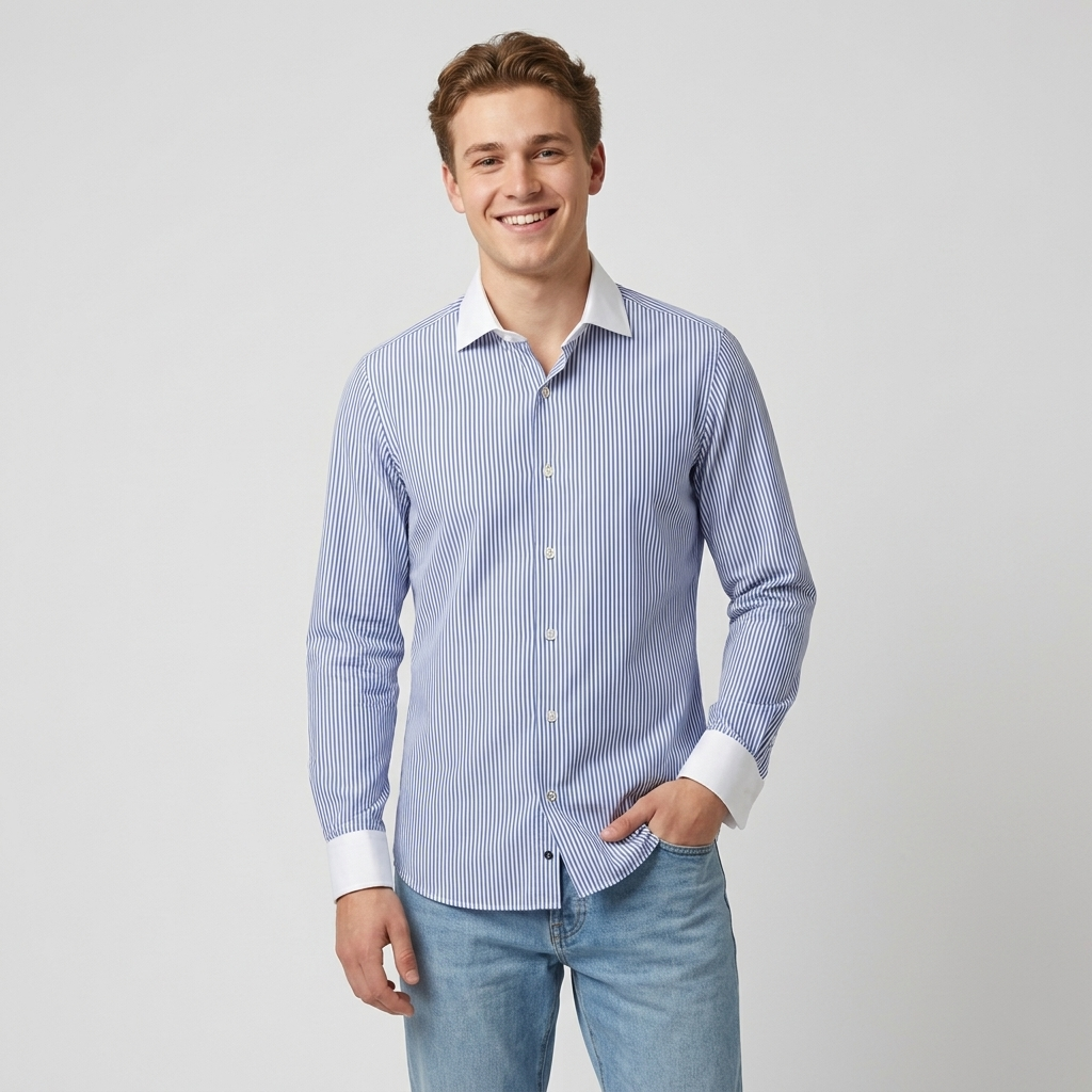 Camicia colletto e polsini a contrasto 01285 - FRANZESE