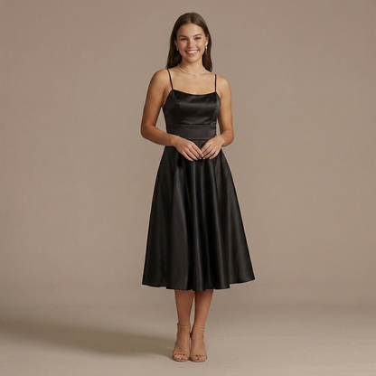 Vestito elegante in raso scollo tondo 81025 - FRANZESE