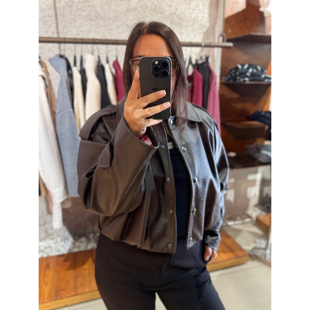 Giubbino donna ecopelle modello crop 26280