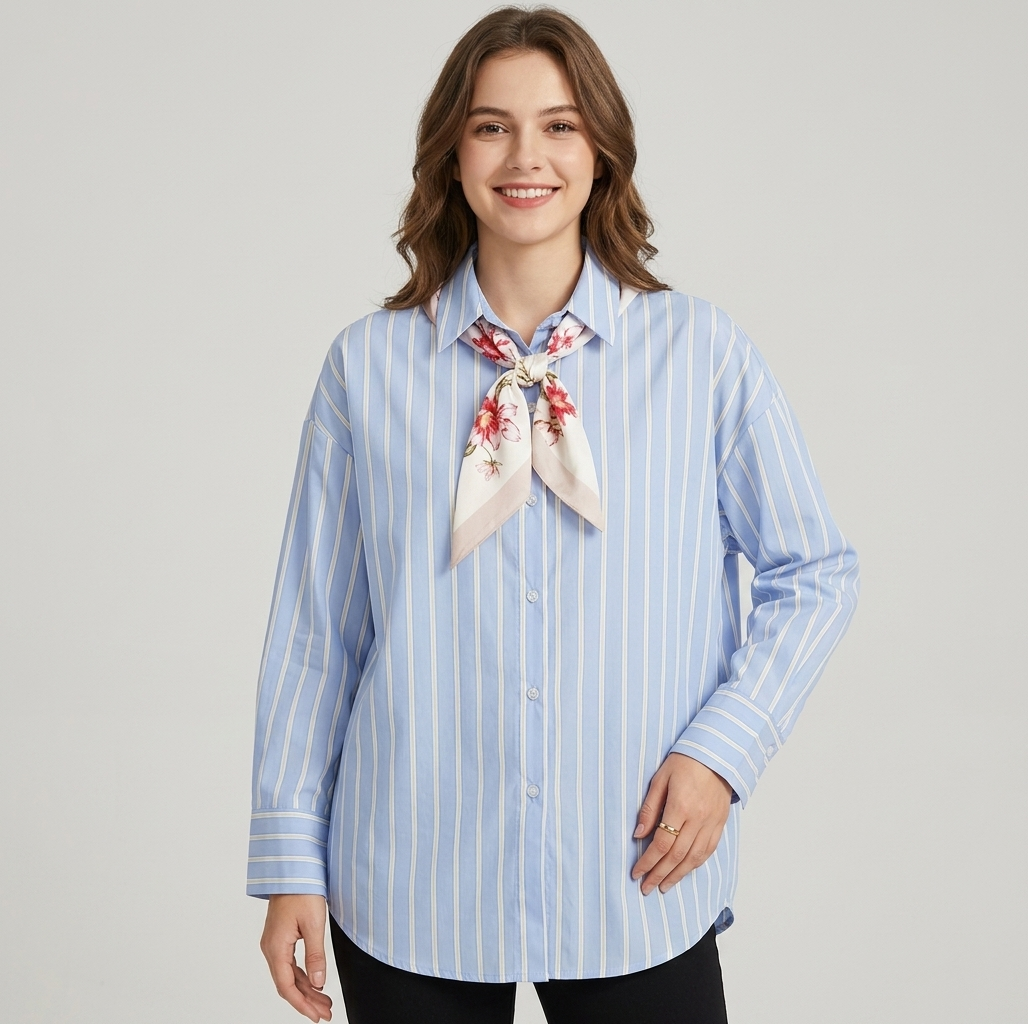 Camiciai oversize con foulard 25008 - FRANZESE