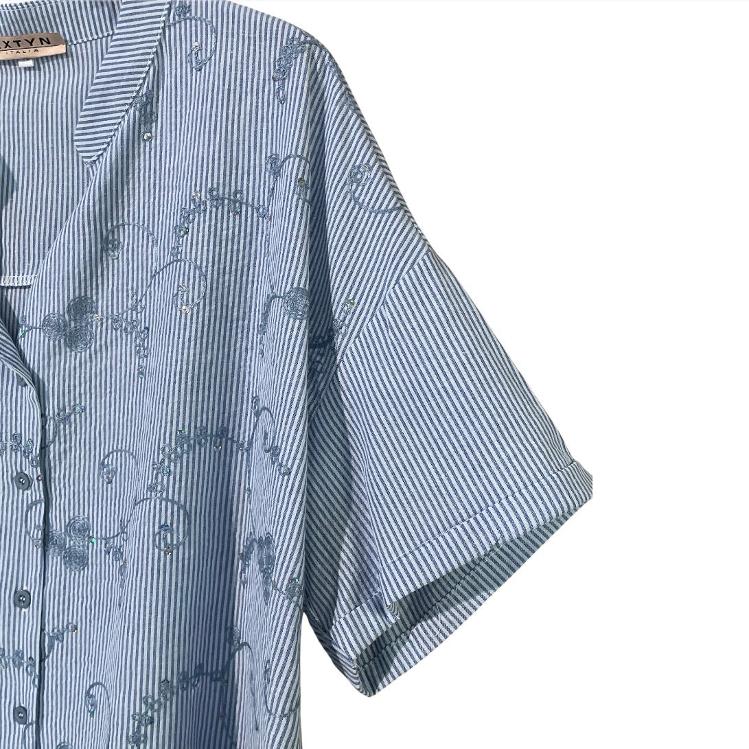 Camicia in cotone con ricami e paillettes 28D222 - EXTYN