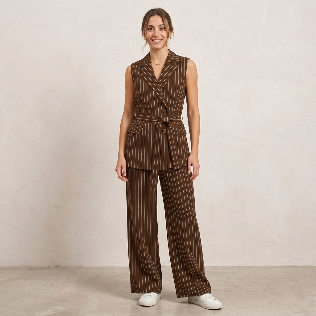 Tailleur smanicato doppio petto gessato 04160 - ELENA CASALI