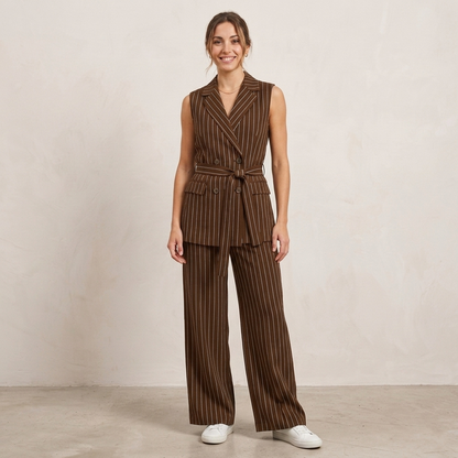 Tailleur smanicato doppio petto gessato 04160 - ELENA CASALI