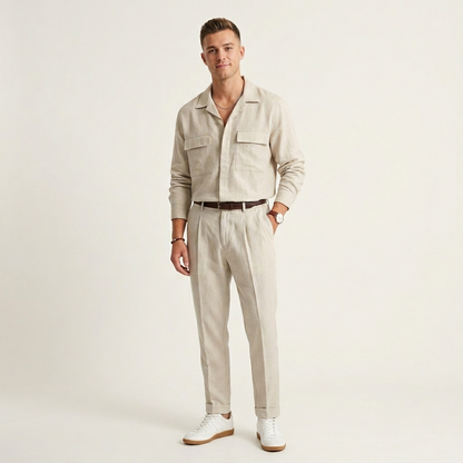 Camicia uomo modello overshirt in lino 856