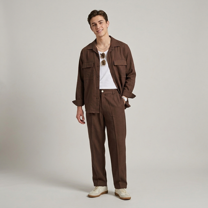 Camicia uomo modello overshirt in lino 856