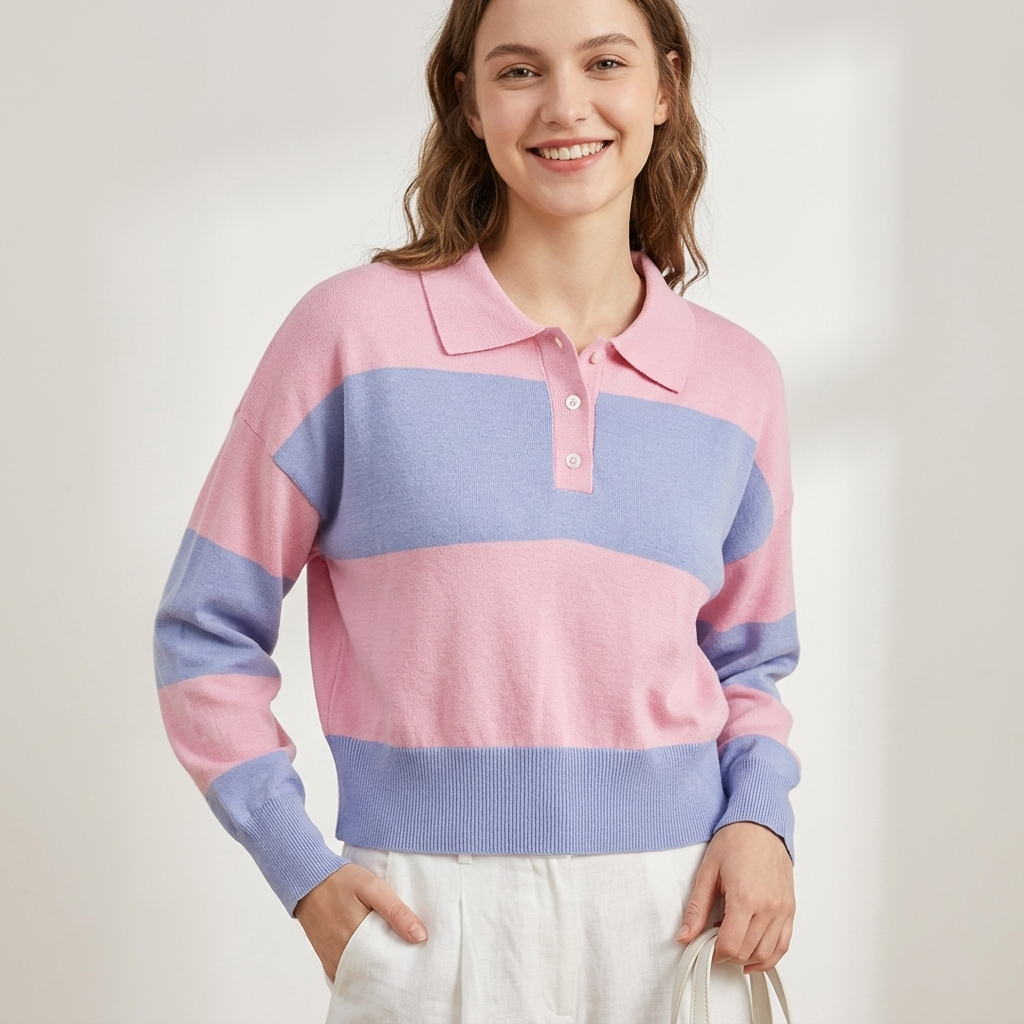 Polo maniche lunghe righe larghe 14D192 - EXTYN
