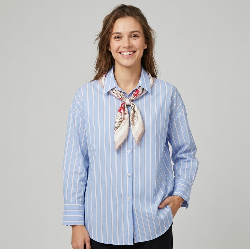 Camiciai oversize con foulard 25008 - FRANZESE