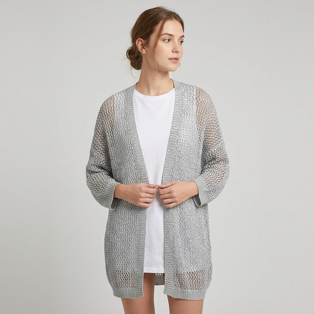 Cardigan in maglia con inserti lurex 21168 - FRANZESE