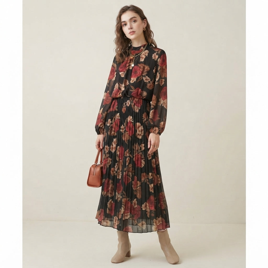 Vestito donna longuette stampa fiori 21720F