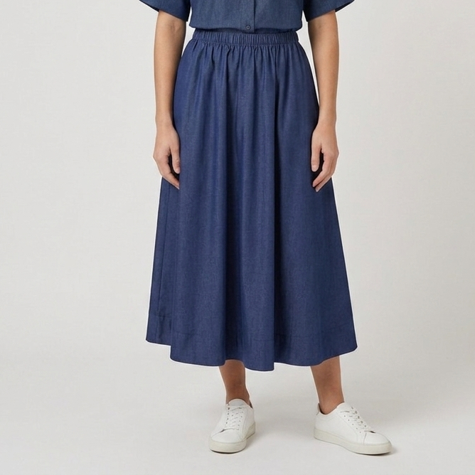 Gonna lunga denim chambray 01D186 - EXTYN