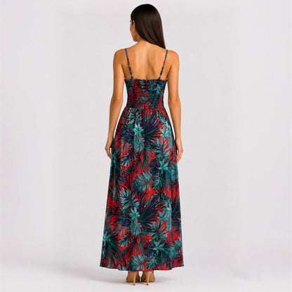 Vestito lungo stampa tropical 3816