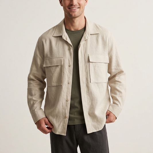 Camicia uomo modello overshirt in lino 856