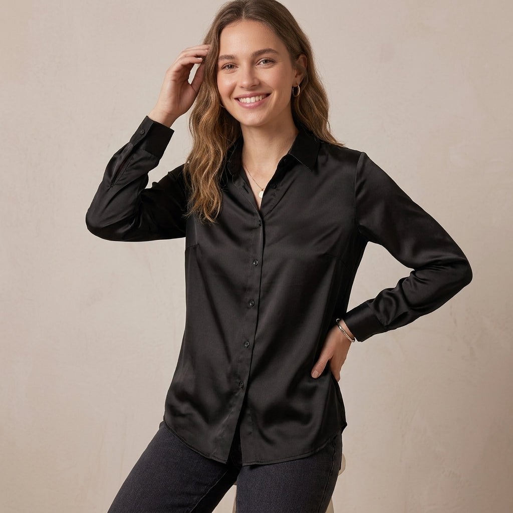 Camicia donna in raso lucido B98203  - AVENUE