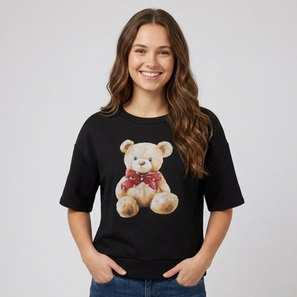 Felpa donna scuba con stampa teddy OL44IVIA - HAILYS