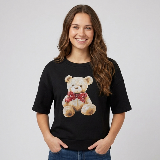 Felpa donna scuba con stampa teddy OL44IVIA - HAILYS