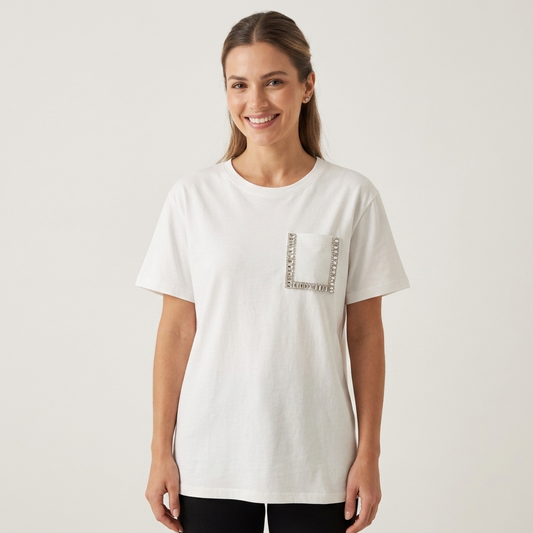 T-shirt taschino con pietre 15D214 - EXTYN
