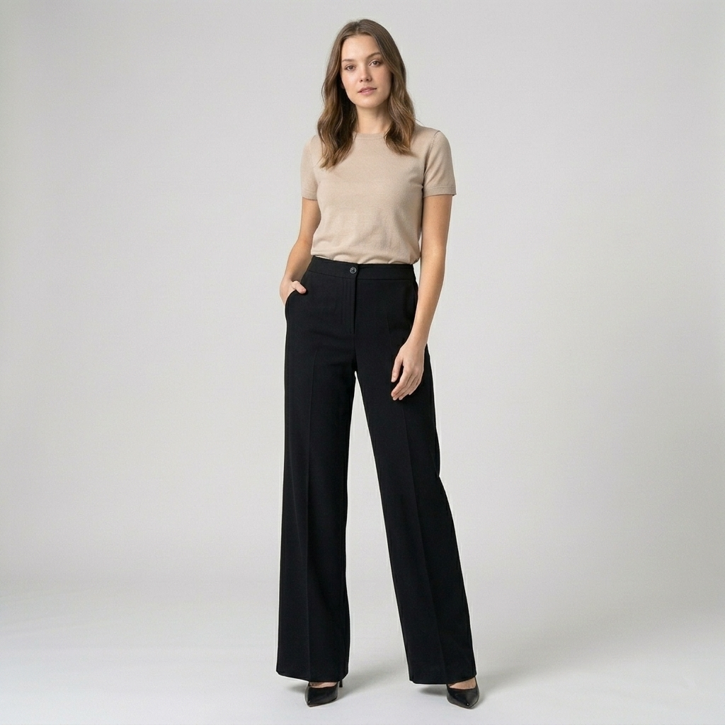 Pantalone donna palazzo tessuto fluido 02901 - ELENA CASALI