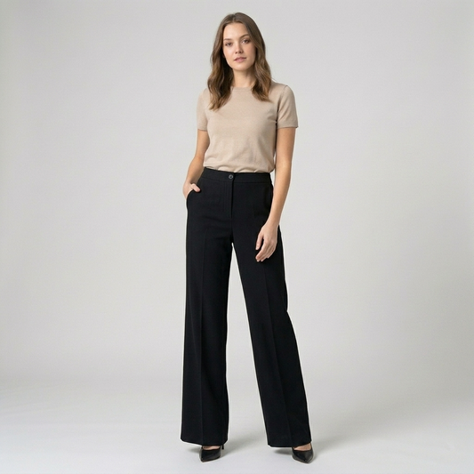 Pantalone donna palazzo tessuto fluido 02901 - ELENA CASALI