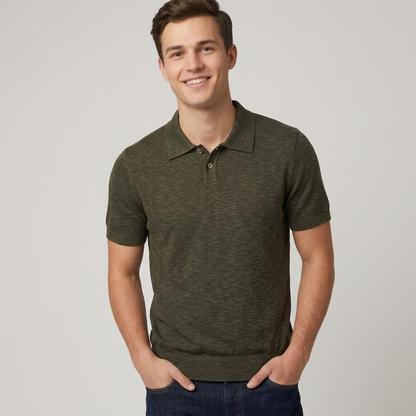 Polo uomo in cotone effetto fiammato MPL924 - GALERIE